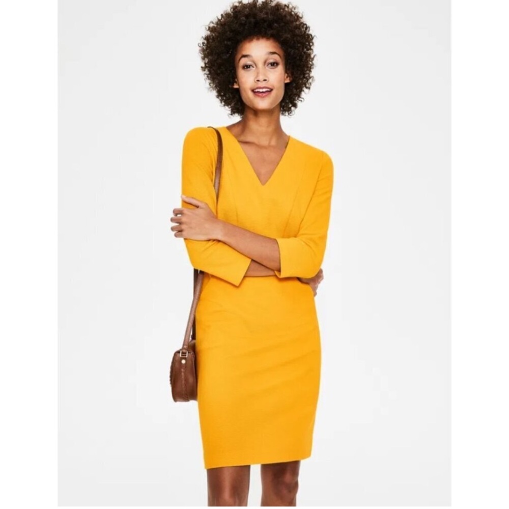 Boden Ribbed Brontë Ottoman Shift Dress in Yellow